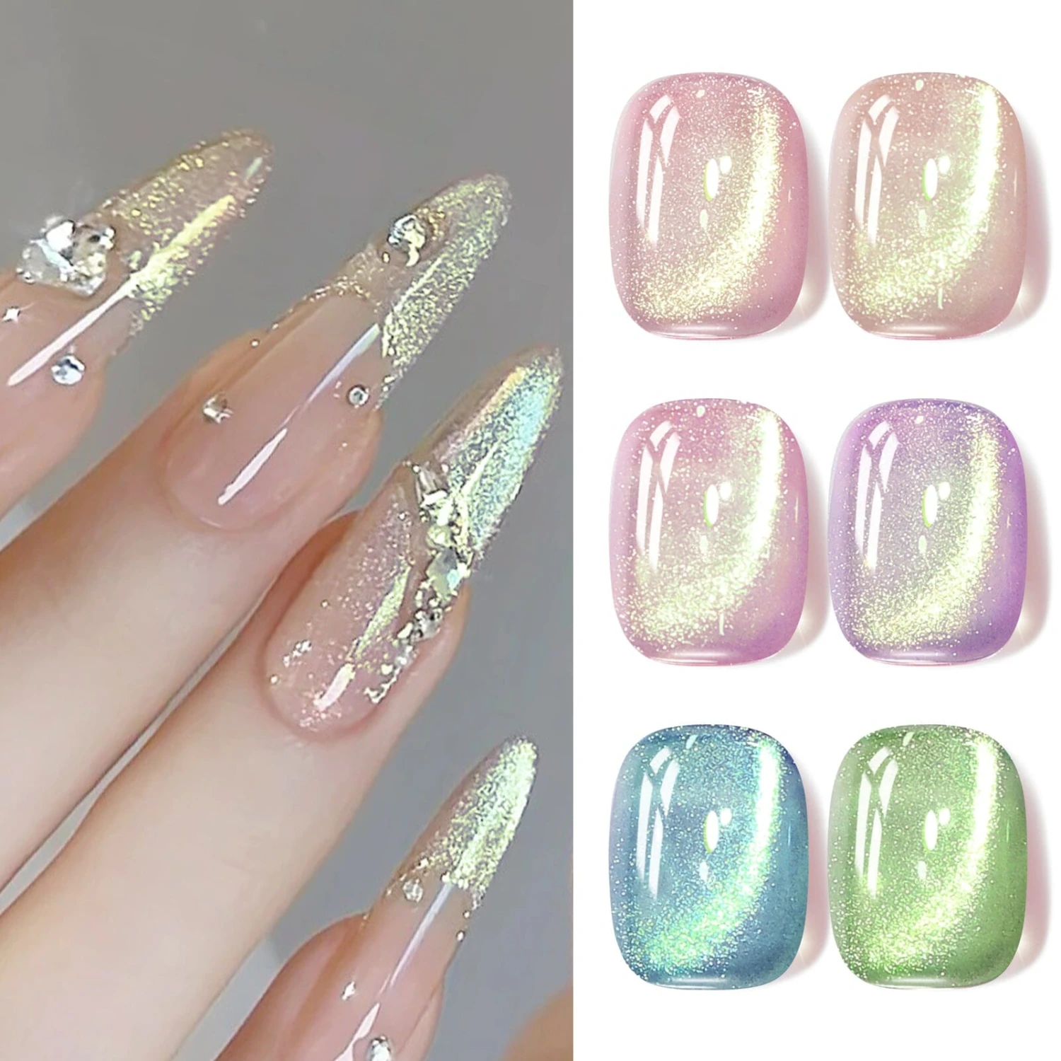 6 Colors Green Light Cat Magnetic Gel Polish Set 7ml 12 6 Colors Green Light Cat Magnetic Gel Polish Set 7ml - Image 12
