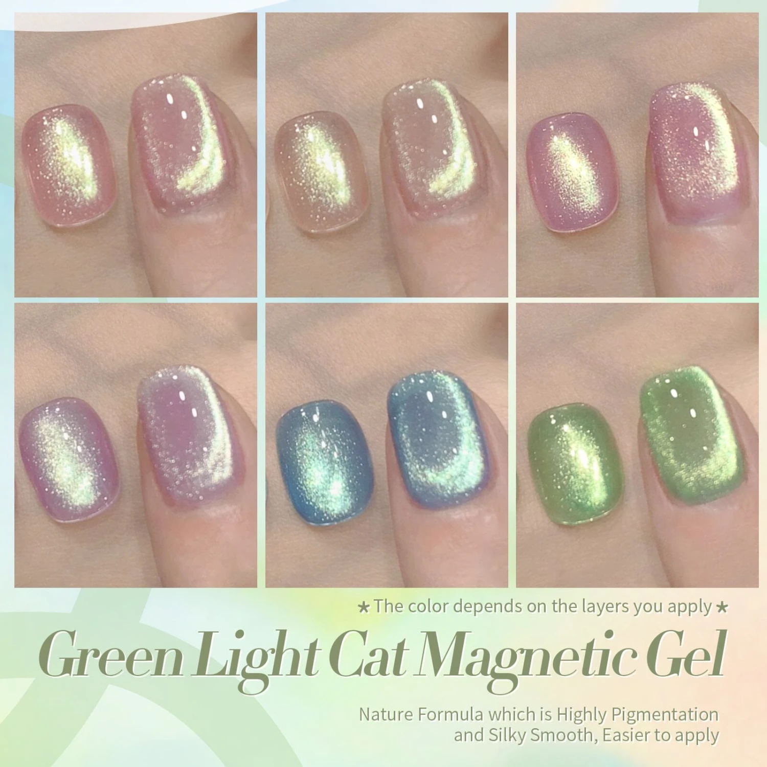 6 Colors Green Light Cat Magnetic Gel Polish Set 7ml 4 6 Colors Green Light Cat Magnetic Gel Polish Set 7ml - Image 4