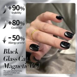 Black Glass Cat Magnetic Gel Polish 15ml -Born Pretty Salon 60409 ZI 4