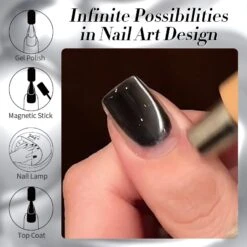 Black Glass Cat Magnetic Gel Polish 15ml -Born Pretty Salon 60409 ZI 6