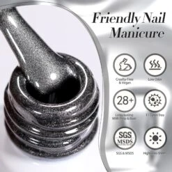 Black Glass Cat Magnetic Gel Polish 15ml -Born Pretty Salon 60409 ZI 7