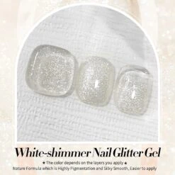 White-shimmer Glitter Gel Polish 15ml -Born Pretty Salon 60410 ZI 1