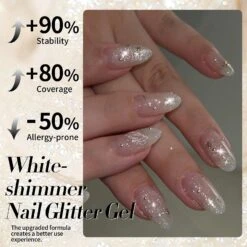 White-shimmer Glitter Gel Polish 15ml -Born Pretty Salon 60410 ZI 4