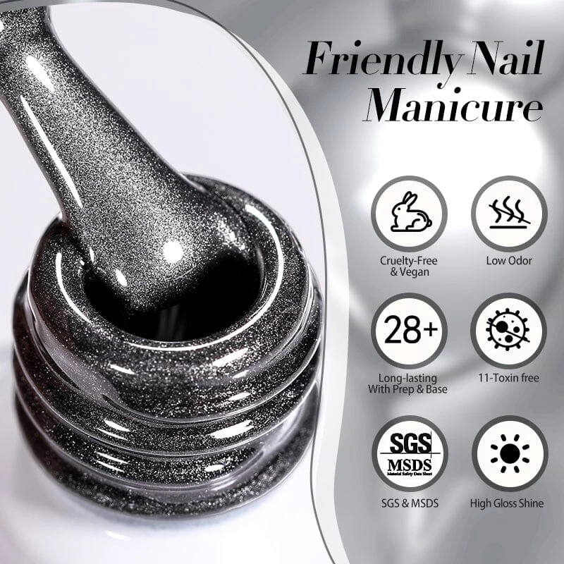 Black Glass Cat Magnetic Gel Polish MY76 Obsidian 10ml 6 Black Glass Cat Magnetic Gel Polish MY76 Obsidian 10ml - Image 6