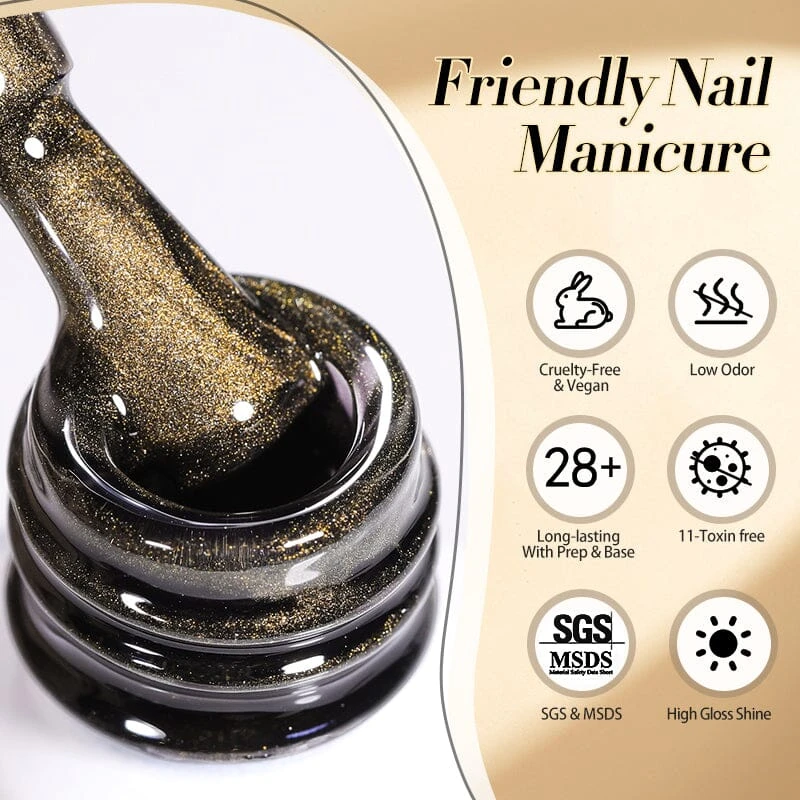 Black Glass Cat Magnetic Gel Polish MY49 Crow 10ml 8 Black Glass Cat Magnetic Gel Polish MY49 Crow 10ml - Image 8