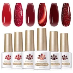 6 Colors Red Jelly Gel Polish Set Blood Mary 7ml