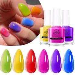 6 Colors Neon Glass Jelly Nail Polish Neon Glow 10ml 24 6 Colors Neon Glass Jelly Nail Polish Neon Glow 10ml -Born Pretty Salon 60580 ZHU 3
