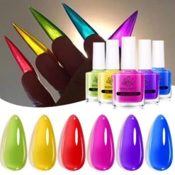 6 Colors Neon Glass Jelly Nail Polish Neon Glow 10ml 26 6 Colors Neon Glass Jelly Nail Polish Neon Glow 10ml -Born Pretty Salon 60580 ZHU 5