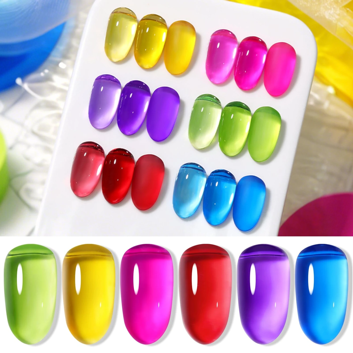 6 Colors Neon Glass Jelly Nail Polish Neon Glow 10ml 14 6 Colors Neon Glass Jelly Nail Polish Neon Glow 10ml - Image 14