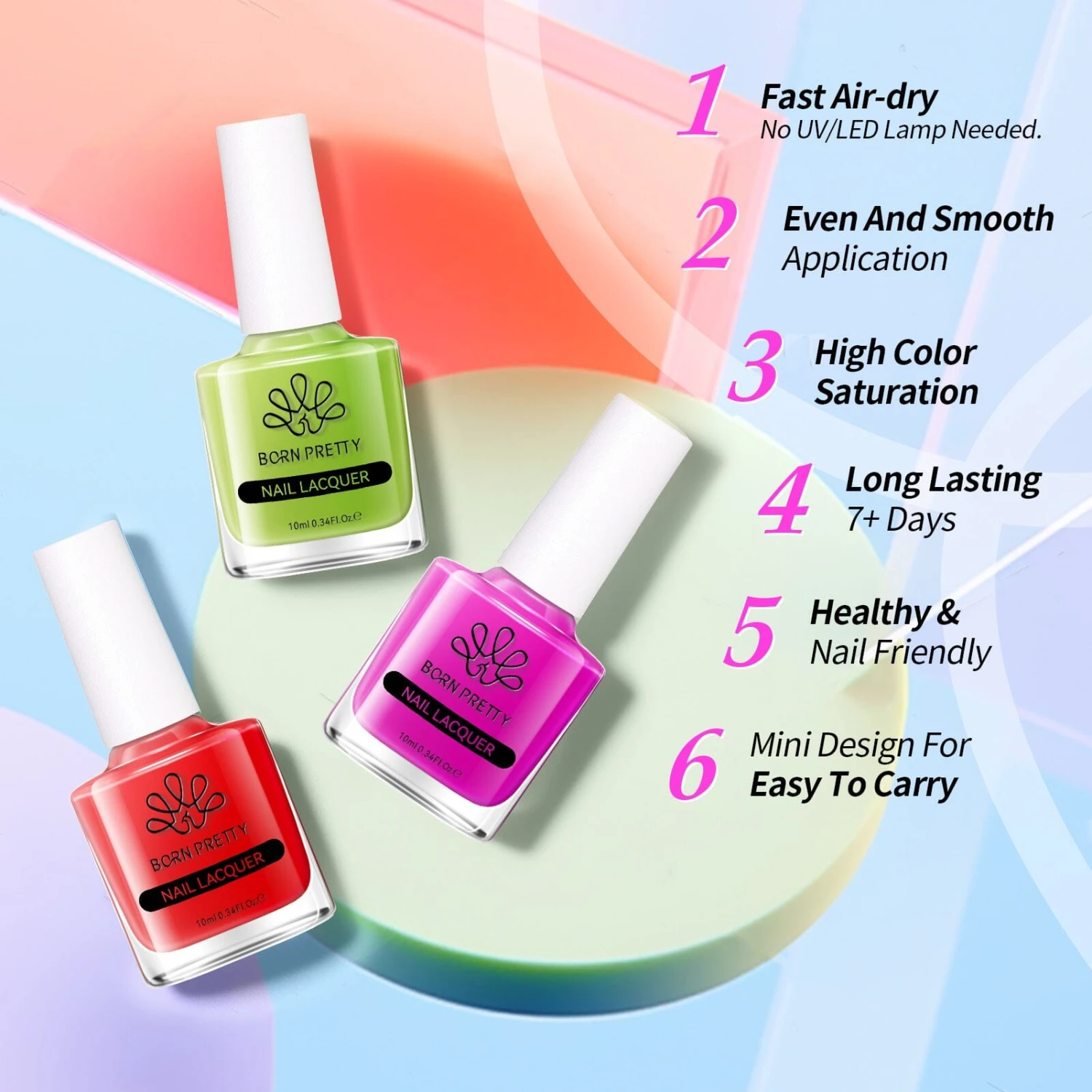 6 Colors Neon Glass Jelly Nail Polish Neon Glow 10ml 7 6 Colors Neon Glass Jelly Nail Polish Neon Glow 10ml - Image 7