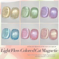 6 Colors Colored Cat Magnetic Gel Polish Set M02 Light Flow 7ml -Born Pretty Salon 60664 ZI 1