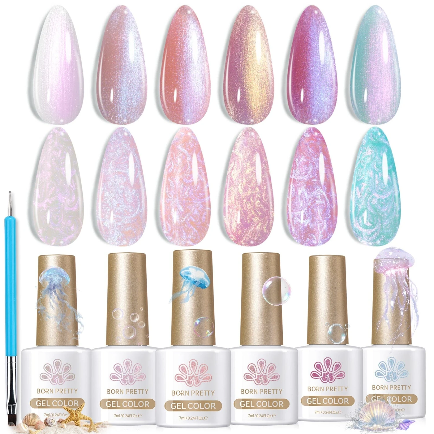 6 Colors Pink Pearl Thread Swirl Gel Polish Set T02 Nebulas 7ml 1 6 Colors Pink Pearl Thread Swirl Gel Polish Set T02 Nebulas 7ml