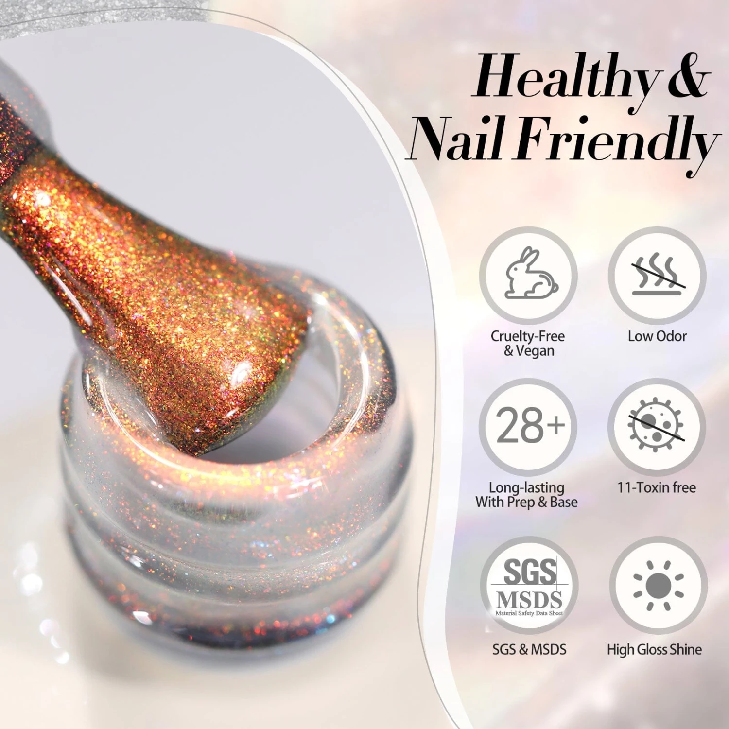 Orange Shimmery Aurora Gel Polish JG01 Aurora Borealis 15ml 7 Orange Shimmery Aurora Gel Polish JG01 Aurora Borealis 15ml - Image 7