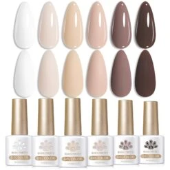 6 Colors White Nude Color Gel Polish Set S02 Ordinary Day 7ml