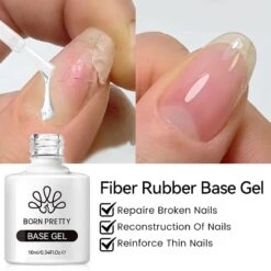 Fiber Rubber Base Gel FB01 Clear 10ml -Born Pretty Salon 60890 1 ZHU 5