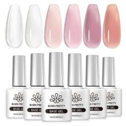 6 Colors Fiber Rubber Base Gel Polish Set 10ml