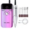 No Brand Purple Professional Electric Nail Drill Machine With 6pcs Multifunctional Drill Bits