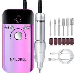 No Brand Purple Professional Electric Nail Drill Machine With 6pcs Multifunctional Drill Bits
