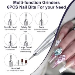 No Brand Purple Professional Electric Nail Drill Machine With 6pcs Multifunctional Drill Bits -Born Pretty Salon 60914 ZI 6