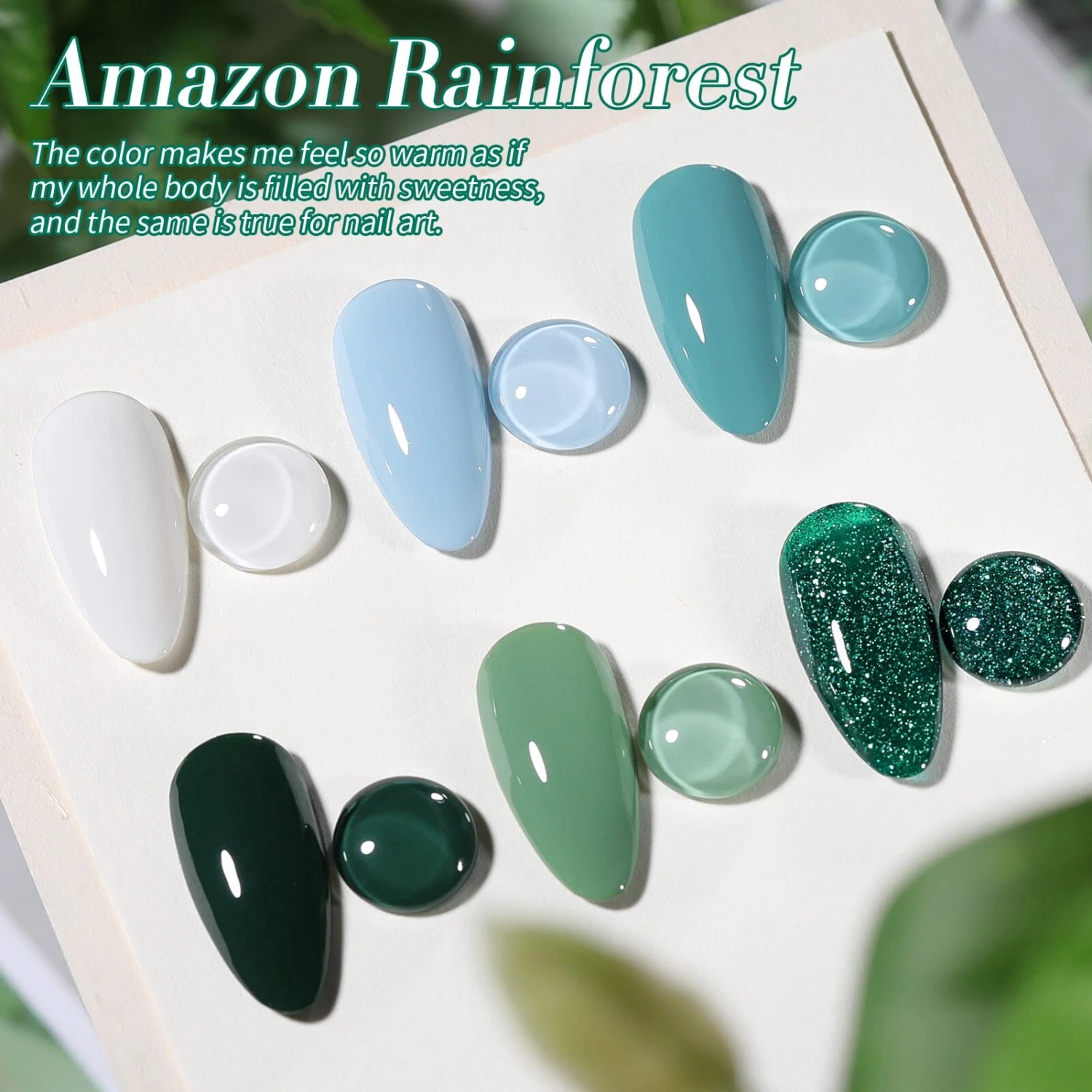 6 Colors Green Gel Polish Set S06 Amazon Rainforest 7ml 5 6 Colors Green Gel Polish Set S06 Amazon Rainforest 7ml - Image 5
