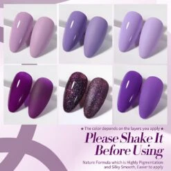 6 Colors Purple Gel Polish Set S08 Lavender Mist 7ml -Born Pretty Salon 60928 ZI 1