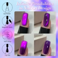 Purple Cat Magnetic Gel Polish MY43 Blackish Purple 15ml -Born Pretty Salon 60947 ZI 6