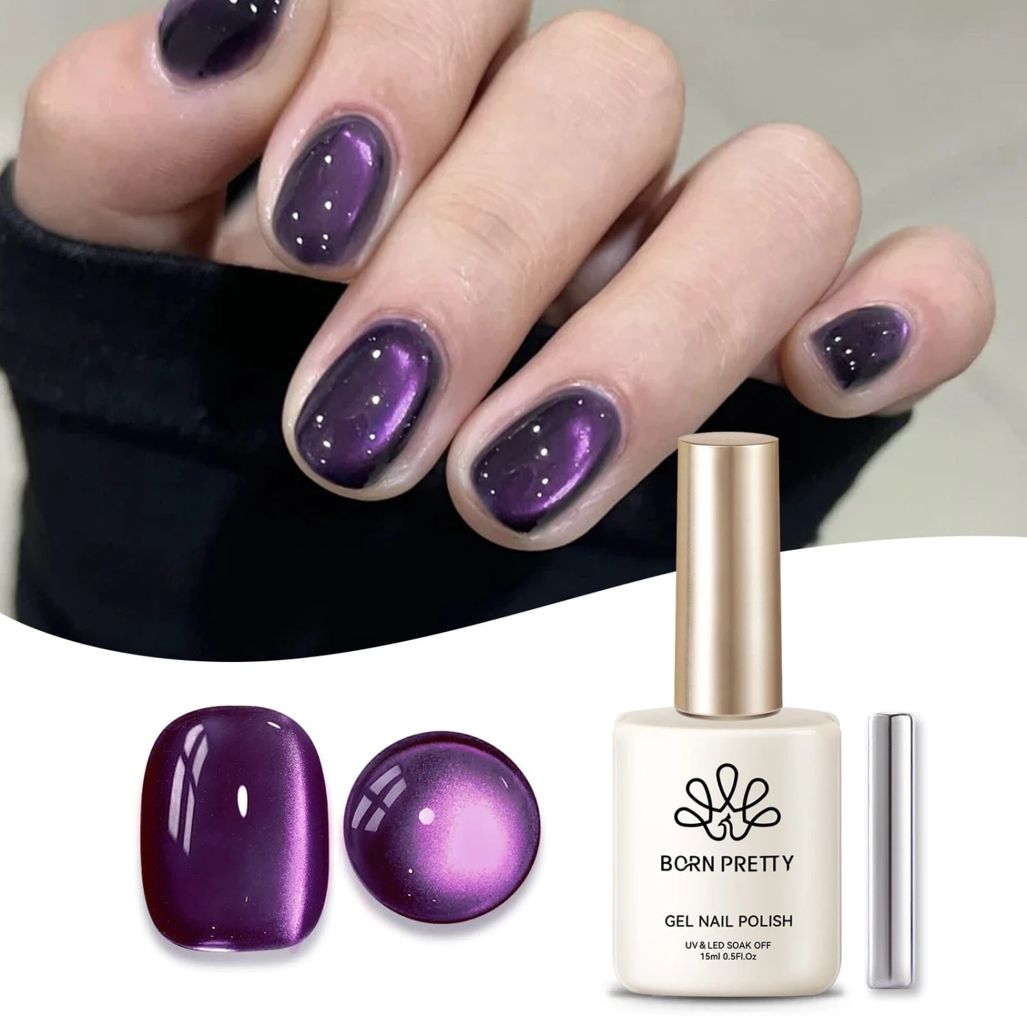 Purple Water Light Cat Magnetic Gel Polish AW04 15ml 1 Purple Water Light Cat Magnetic Gel Polish AW04 15ml