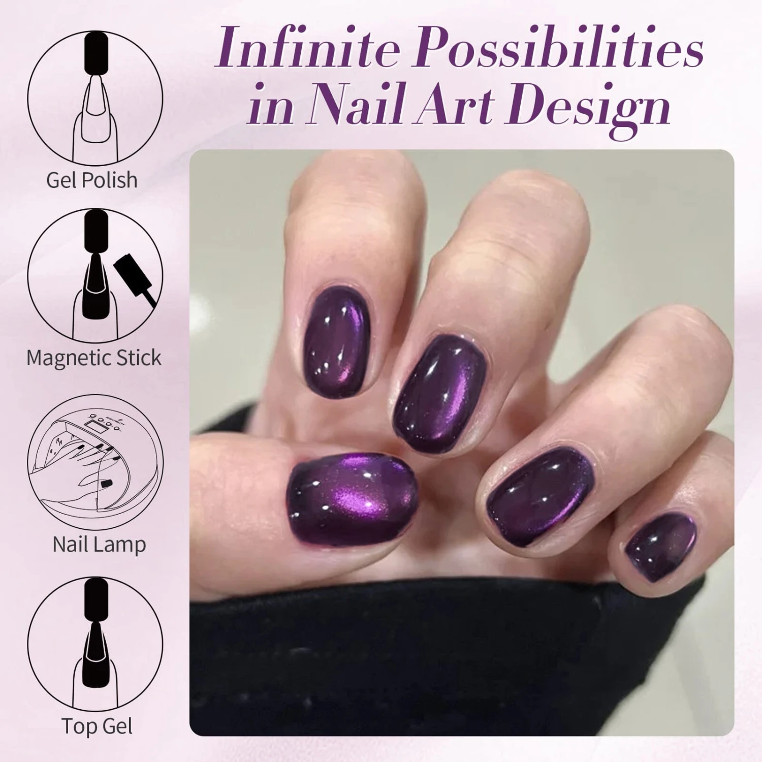 Purple Water Light Cat Magnetic Gel Polish AW04 15ml 6 Purple Water Light Cat Magnetic Gel Polish AW04 15ml - Image 6
