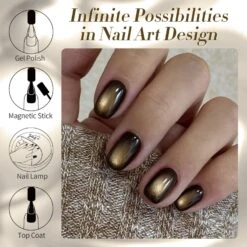 Black Gold Glass Cat Magnetic Gel Polish 15ml 12 Black Gold Glass Cat Magnetic Gel Polish 15ml -Born Pretty Salon 60974 ZI 6
