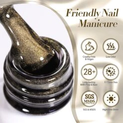 Black Gold Glass Cat Magnetic Gel Polish 15ml 17 Black Gold Glass Cat Magnetic Gel Polish 15ml -Born Pretty Salon 60974 ZI 7
