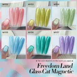6 Colors Glass Cat Magnetic Gel Polish Set M06 Freedom Land 7ml -Born Pretty Salon 60994 ZI 1
