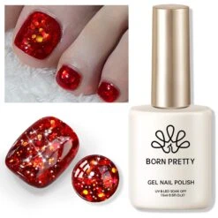 Red Sequins Glitter Gel Polish SG14 Vanity Fair 15ml -Born Pretty Salon 61004 10 ZHU 3