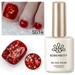 Red Sequins Glitter Gel Polish SG14 Vanity Fair 15ml -Born Pretty Salon 61004 10 ZHU 4