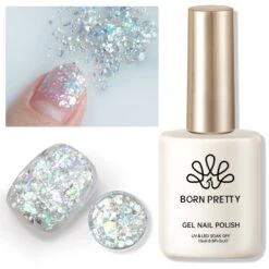 Silver Colorful Sequins Glitter Gel Polish SG05 Wish 15ml 8 Silver Colorful Sequins Glitter Gel Polish SG05 Wish 15ml -Born Pretty Salon 61004 1 ZHU 3