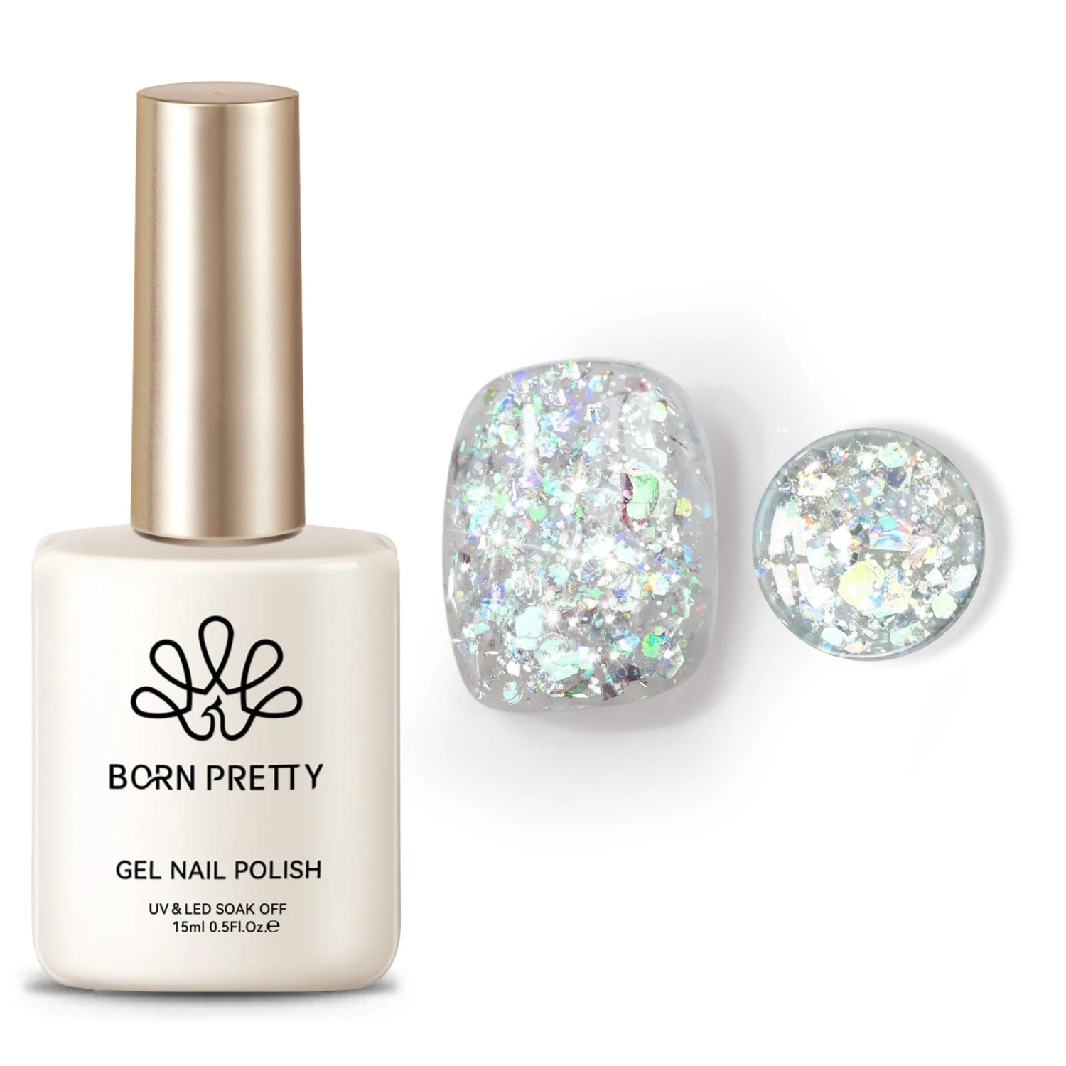 Silver Colorful Sequins Glitter Gel Polish SG05 Wish 15ml 3 Silver Colorful Sequins Glitter Gel Polish SG05 Wish 15ml - Image 3