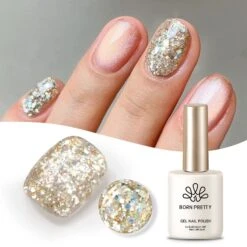Gold Colorful Sequins Glitter Gel Polish SG06 Sparkle Fly 15ml