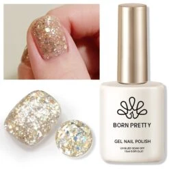 Gold Colorful Sequins Glitter Gel Polish SG06 Sparkle Fly 15ml 10 Gold Colorful Sequins Glitter Gel Polish SG06 Sparkle Fly 15ml -Born Pretty Salon 61004 2 ZHU 4