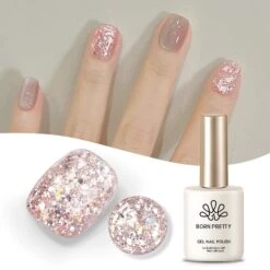 Pink Colorful Sequins Glitter Gel Polish SG07 Pink Crystal 15ml