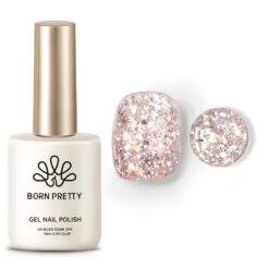 Pink Colorful Sequins Glitter Gel Polish SG07 Pink Crystal 15ml -Born Pretty Salon 61004 3 ZHU 7