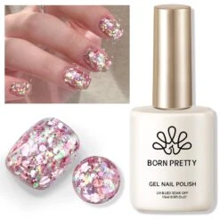 Rosegold Colorful Sequins Glitter Gel Polish SG08 Fantasy Dream 15ml -Born Pretty Salon 61004 4 ZHU 3