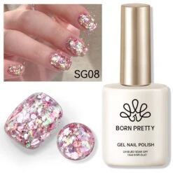 Rosegold Colorful Sequins Glitter Gel Polish SG08 Fantasy Dream 15ml -Born Pretty Salon 61004 4 ZHU 4