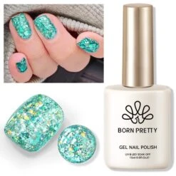Green Colorful Sequins Glitter Gel Polish SG09 Spray Wave 15ml -Born Pretty Salon 61004 5 ZHU 3