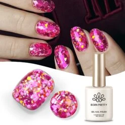 Pink Colorful Sequins Glitter Gel Polish SG10 Celebration 15ml