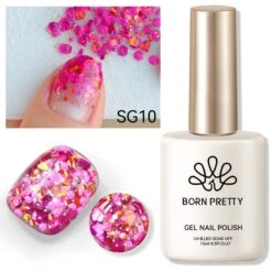 Pink Colorful Sequins Glitter Gel Polish SG10 Celebration 15ml -Born Pretty Salon 61004 6 ZHU 5