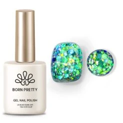 Green Colorful Sequins Glitter Gel Polish SG11 Peacock 15ml -Born Pretty Salon 61004 7 ZHU 6