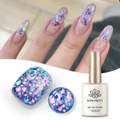 Purple Colorful Sequins Glitter Gel Polish SG12 Crape Myrtle 15ml
