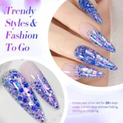 Purple Colorful Sequins Glitter Gel Polish SG12 Crape Myrtle 15ml -Born Pretty Salon 61004 8 ZI 0607 2