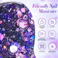 Purple Colorful Sequins Glitter Gel Polish SG12 Crape Myrtle 15ml -Born Pretty Salon 61004 8 ZI 0607 4