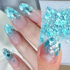 Blue Glitter Sequins Gel Polish SG15 Sea Salt 10ml -Born Pretty Salon 61005 4 ZHUA 1