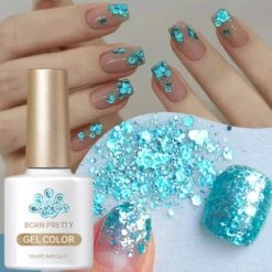 Blue Glitter Sequins Gel Polish SG15 Sea Salt 10ml -Born Pretty Salon 61005 4 ZHUA 2